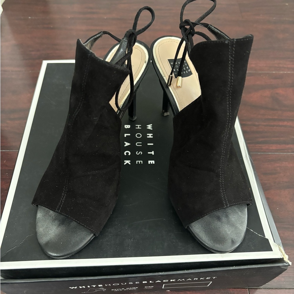 White House Black Market Suede Lace-Up Heels-size 7.5